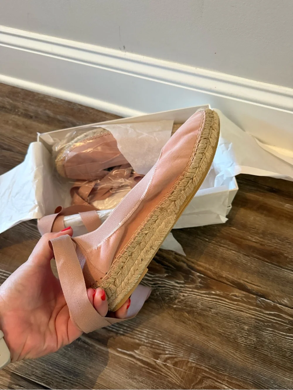 Tuckernuck Blush Pink Velvet Wrap Espadrilles